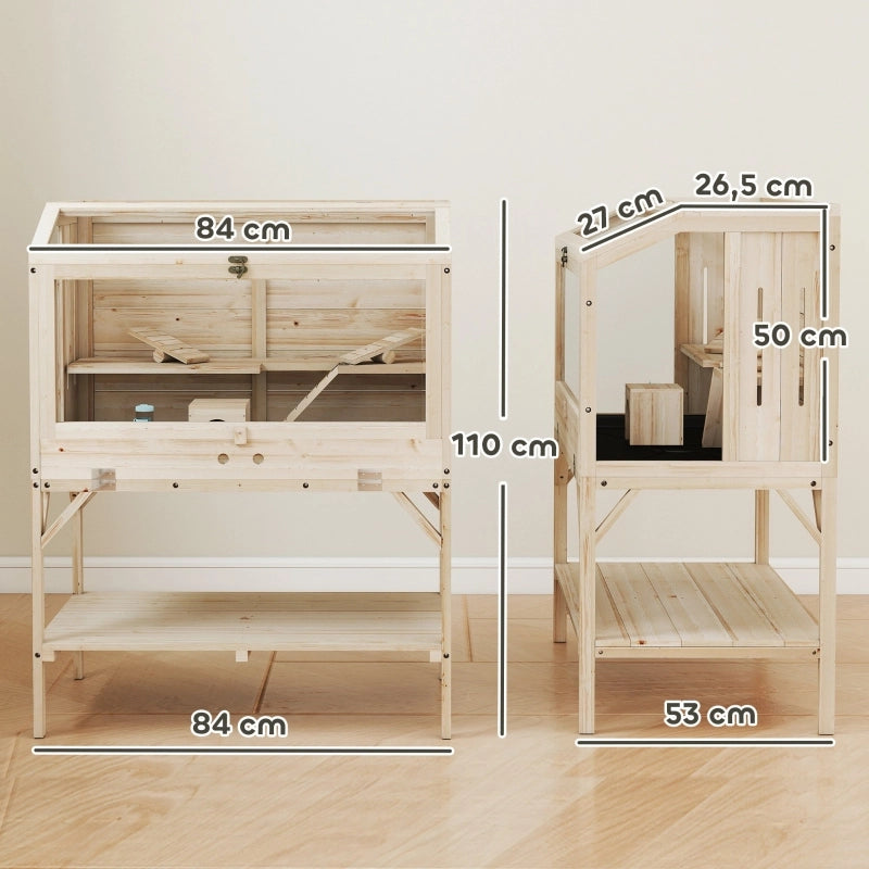 GABBIA PER CRICETI a 2 livelli 84x53x110 cm Legno naturale