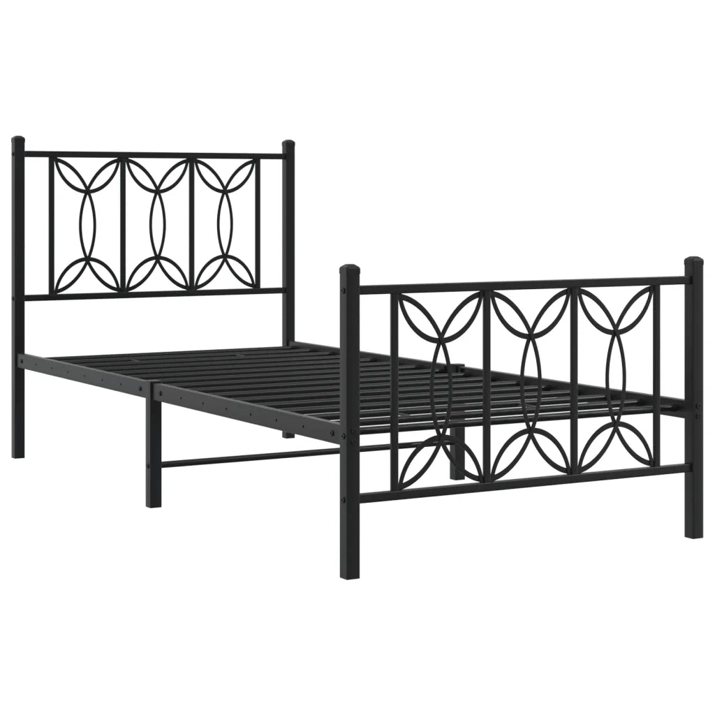 Giroletto con Testiera e Pediera-Struttura Letto Metallo Nero 80x200 cm 884211