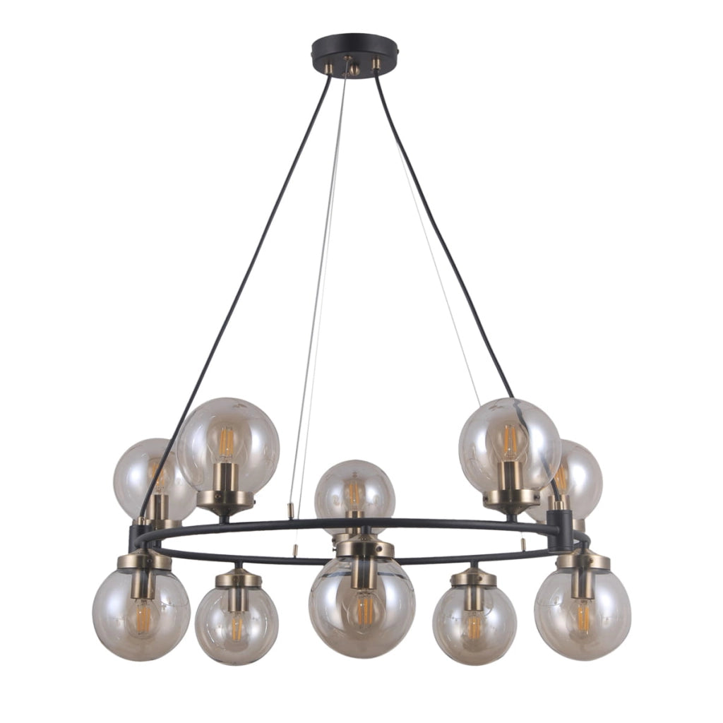 Italux Galvez lampadario industriale nero 10 luci E14