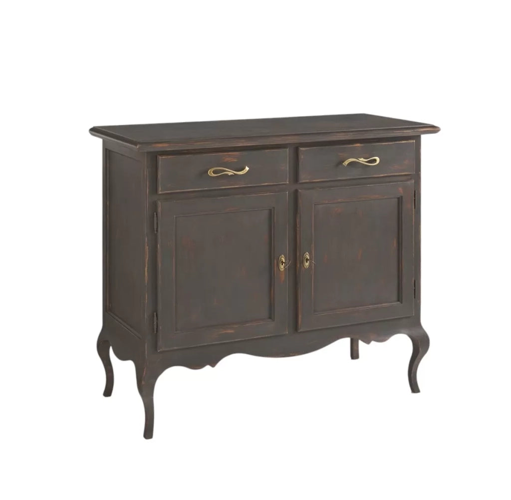 Madia credenza 2 porte 2 cassetti legno shabby grigio consumato 114x49x97 - Mobili 2G