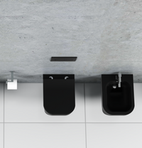 Coppia Sanitari Sospesi Rimless Senza Brida Serie New Edge Nero Opaco Coprivaso Soft-Close Incluso