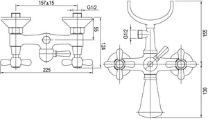 Rubinetto vasca con maniglia a stella, completo