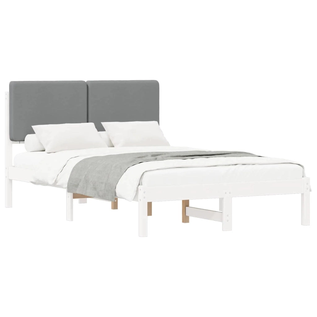 Letto con Testiera Rivestita Grigio chiaro 135 x 190 cm