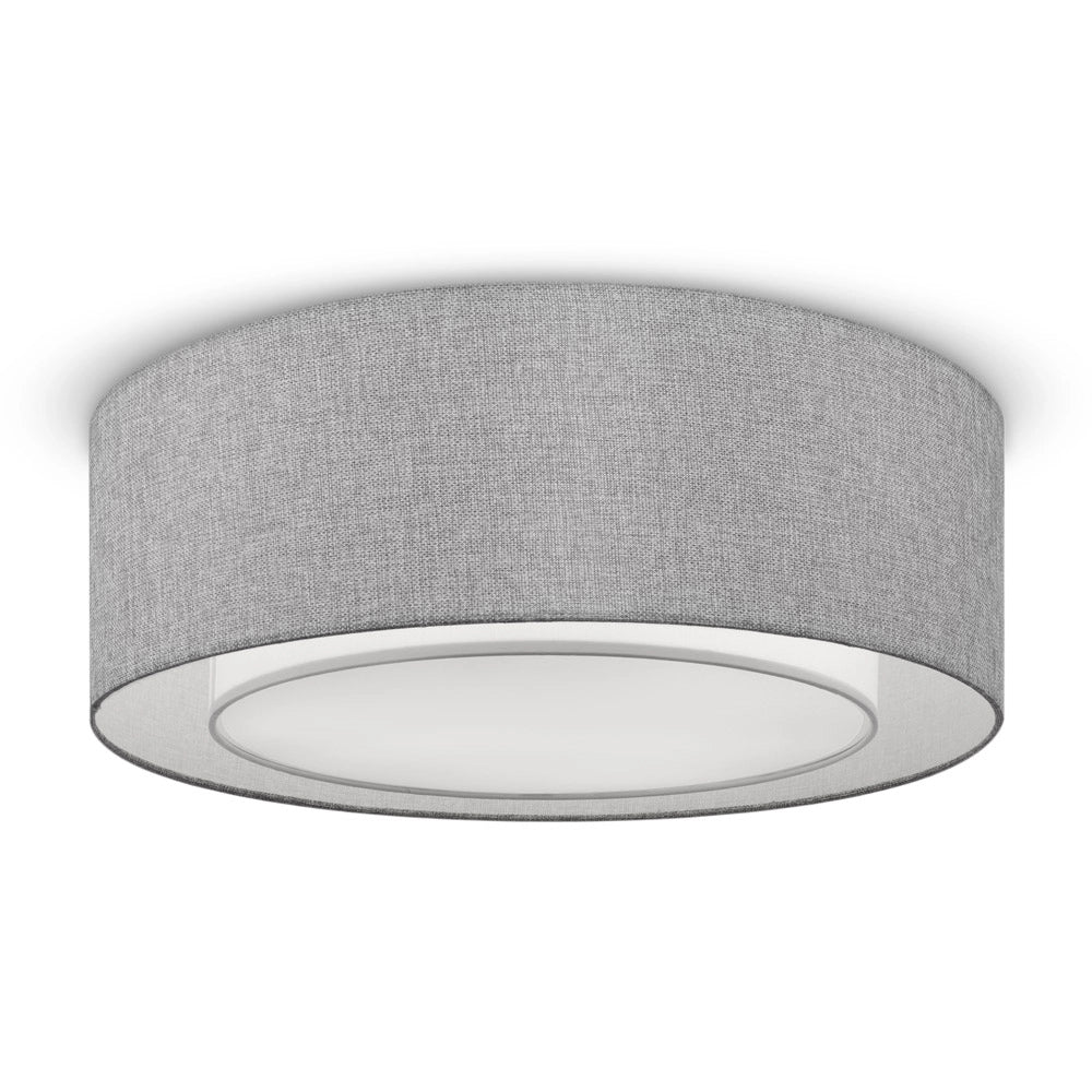 Plafoniera Moderna Bergamo In Metallo Cromo 3 Luci Diffusore In Tessuto