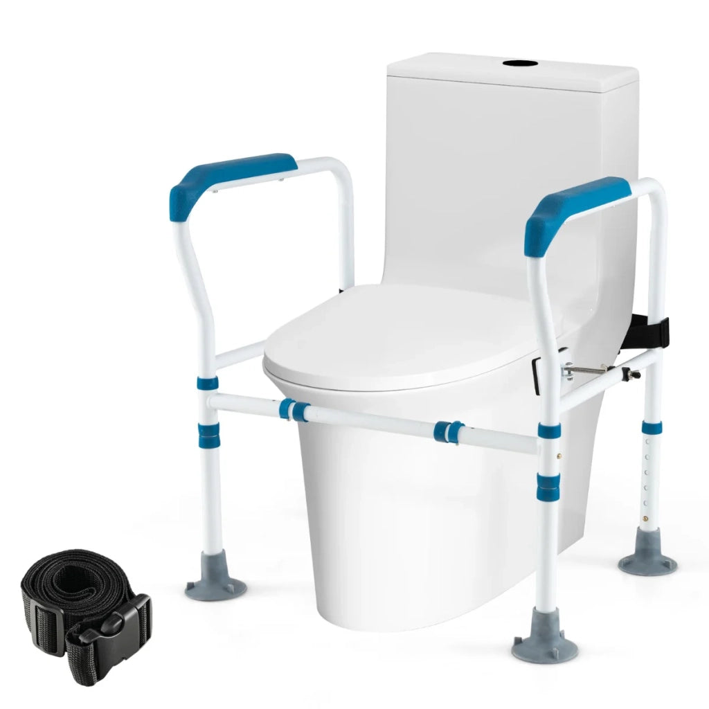 Barra di sostegno per WC 62-68 x 49,5 x 65,5-78 cm sicurezza ottimizzata pieghevole stile moderno acciaio blu 20_0010978