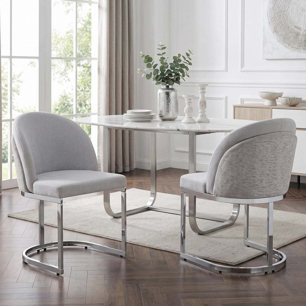 SEDIA da pranzo Set da 2 pezzi Chenille Grigio e Argento