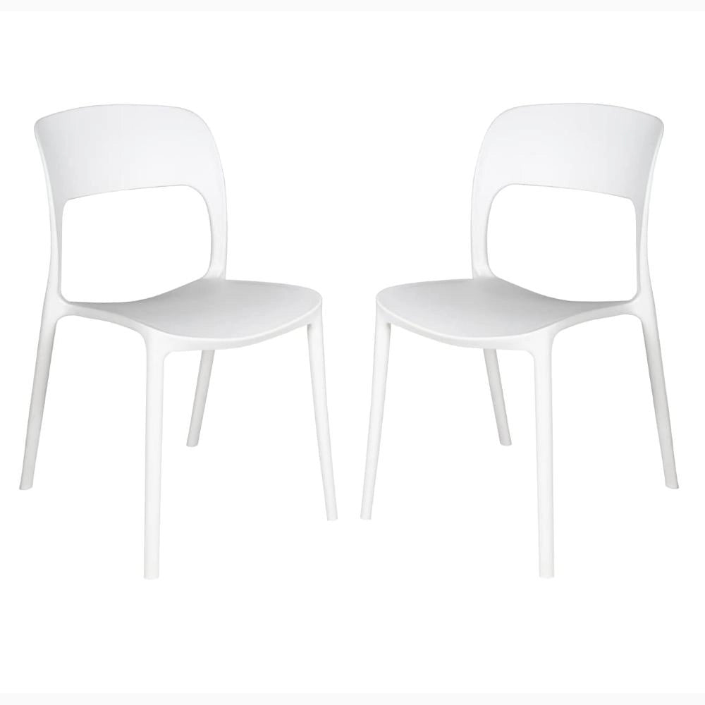 Set 2 Sedie Impilabili in polipropilene 83x56x46 cm Colore Bianco Design Moderno VALENTINA