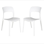 Set 2 Sedie Impilabili in polipropilene 83x56x46 cm Colore Bianco Design Moderno VALENTINA