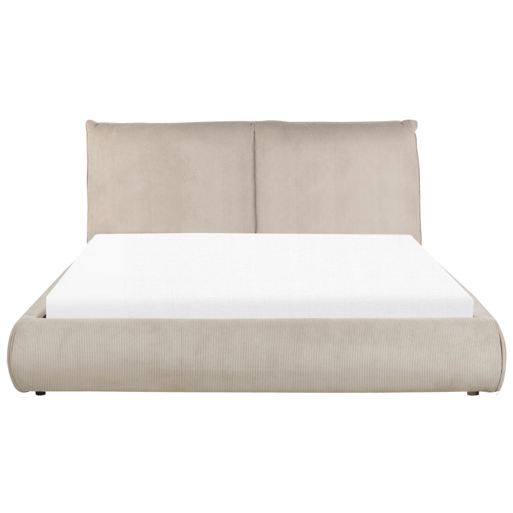 Letto ad acqua EU King Size Grigio Talpa Velluto a Coste 160 x 200 cm con materasso con spessa testata imbottita e pediera Camera da letto in stile moderno