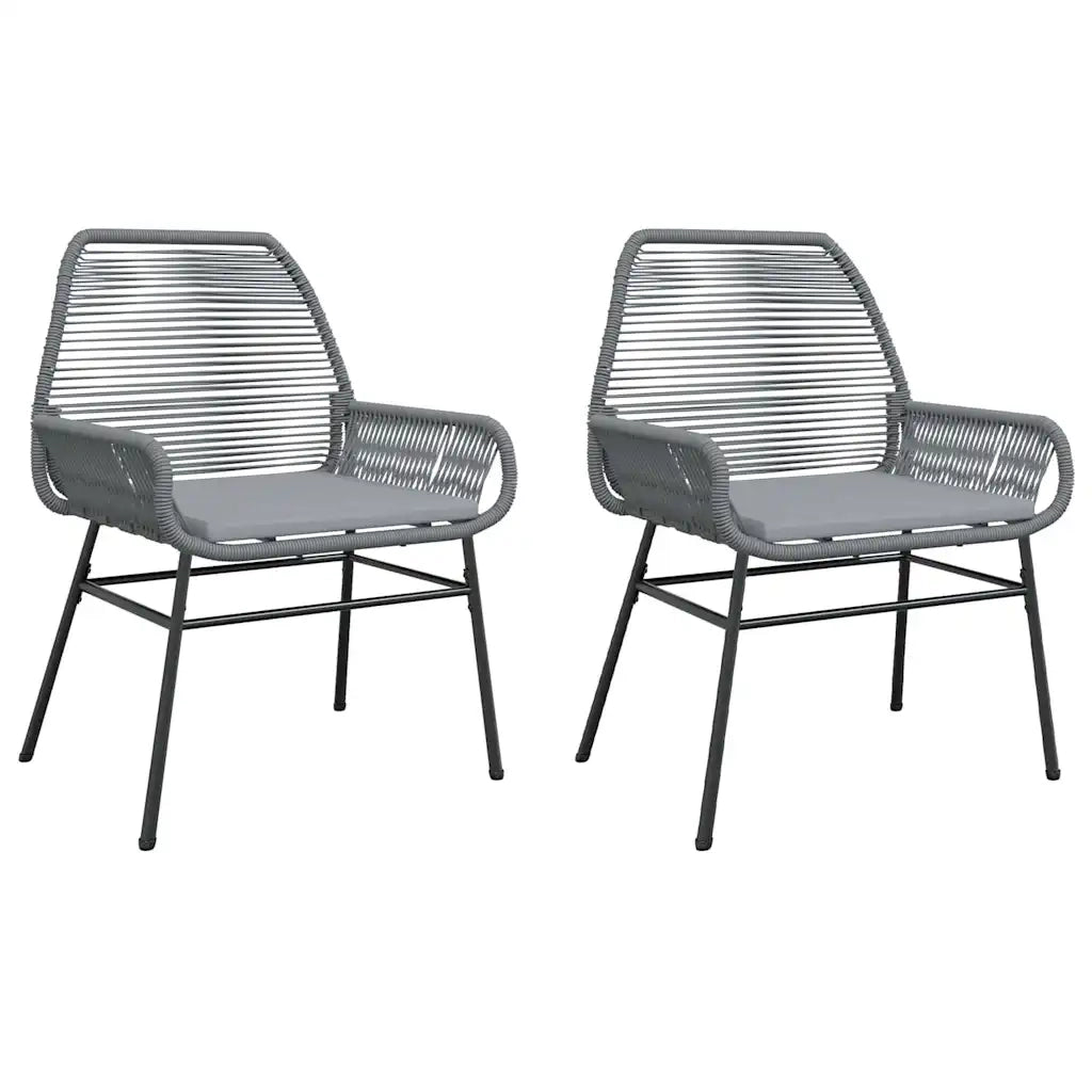 Sedie da Giardino 2 pz | Sedie da Esterno con Cuscini Grigio in Polyrattan