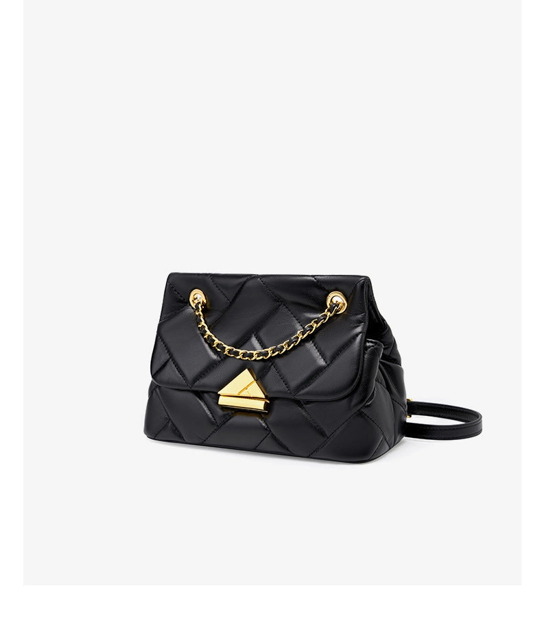 Borsa a tracolla piccola da donna in vera pelle, modello hobo, colore nero.