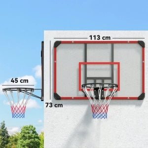 Canestro da basket da parete in acciaio, 113 x 61 x 72 cm, nero