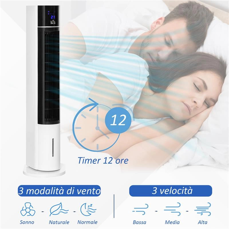 VENTILATORE RAFFRESCATORE EVAPORATIVO 3 MODALITÀ E 3 VELOCITÀ, TIMER, OSCILLAZIONE E TELECOMANDO, BIANCO