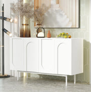 Credenza bianca con ripiani regolabili e gambe in metallo; MDF