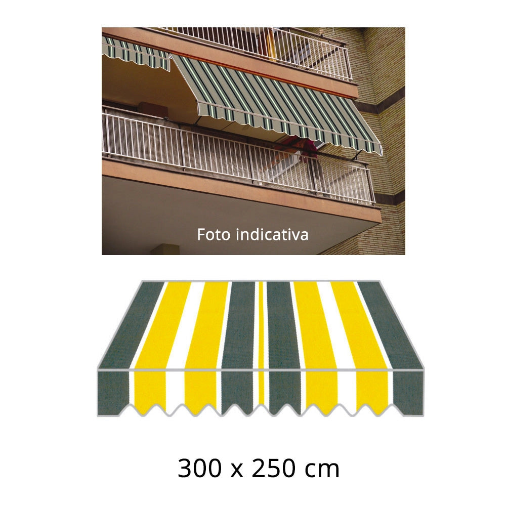 Tenda da Sole a Caduta 3x2,5m Tessuto in Poliestere Disegno P3002