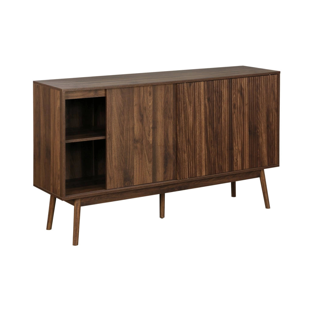 Credenza scandinava a 2 ante effetto legno, 150cm, marrone scuro