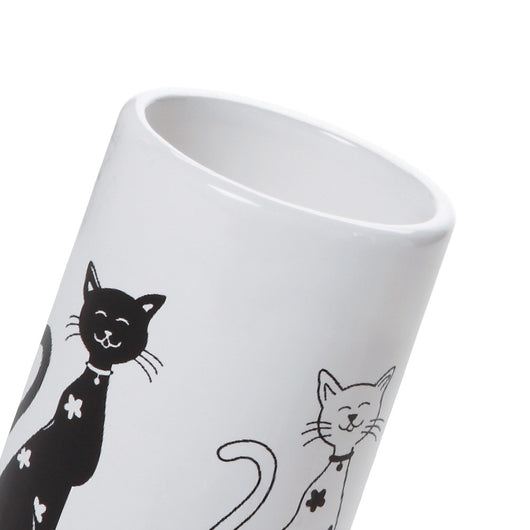 Bicchiere serie fibi in ceramica bianco decorato