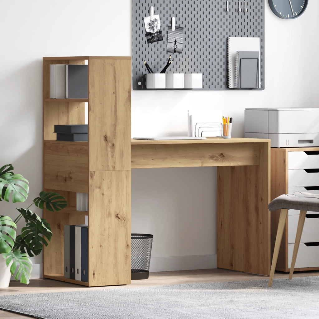 Scrivania con spazio di archiviazione Rovere Artigianale 113x54x120 cm Legno ingegnerizzato