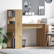Scrivania con spazio di archiviazione Rovere Artigianale 113x54x120 cm Legno ingegnerizzato