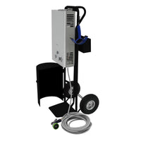 Doccia portatile per cavalli con carrello nero, serbatoio 18L, tubo 10m.