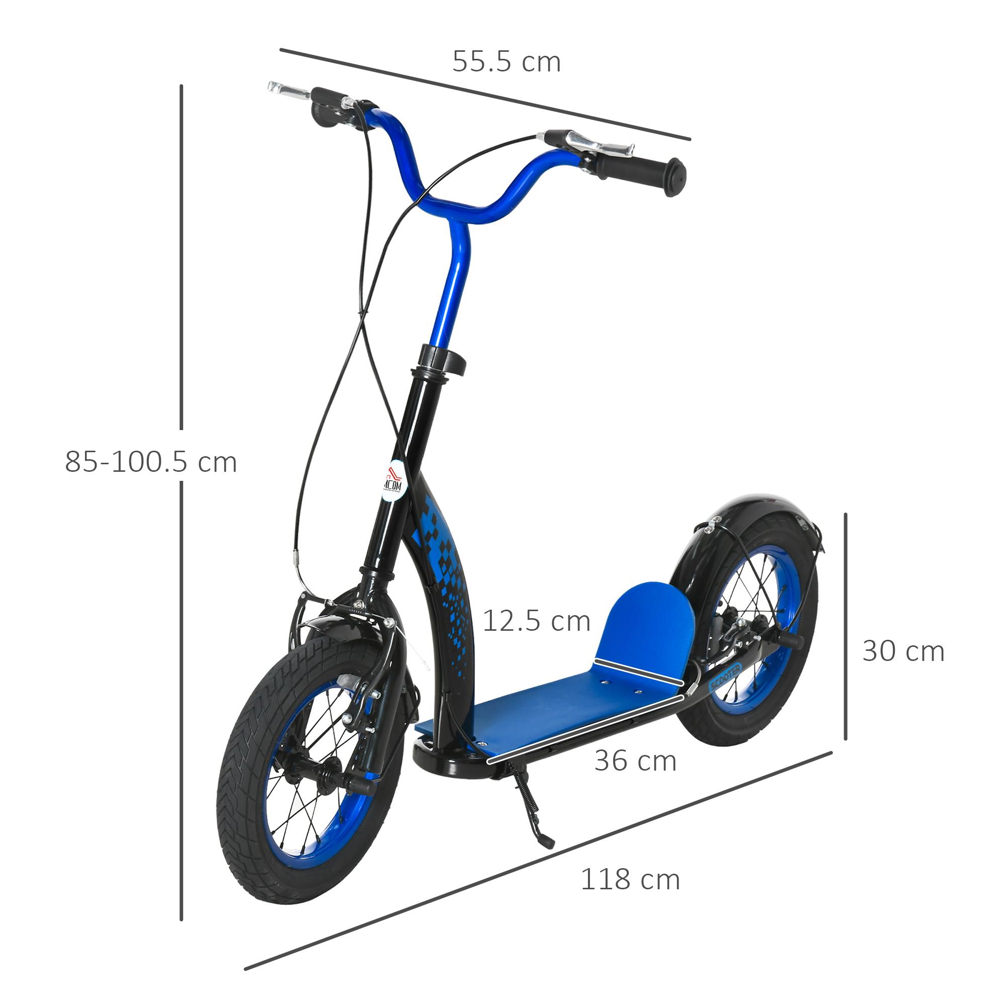 Monopattino per Bambini 118x55,5x85-100,5 cm Doppio Freno Blu