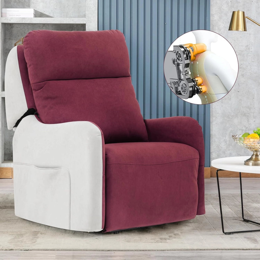 Poltrona massaggiante elettrica con Power Lift con funzione di massaggio SL, poltrona relax con telecomando con porta USB per anziani, schienale rimovibile, tessuto rosso