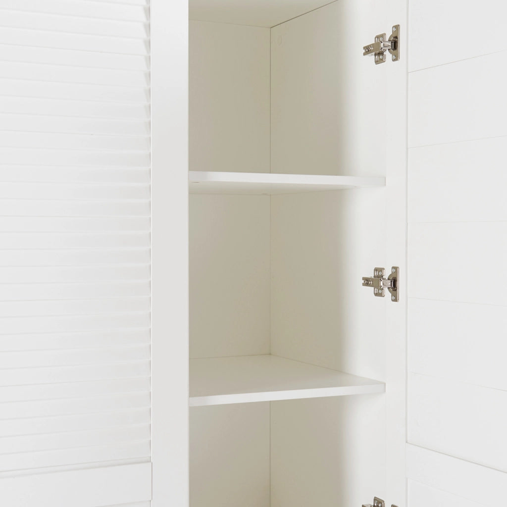 Armadio Guardaroba Finning con Ante a Persiana e Cassettiera 176 x 120 x 52 cm Bianco [en.casa]
