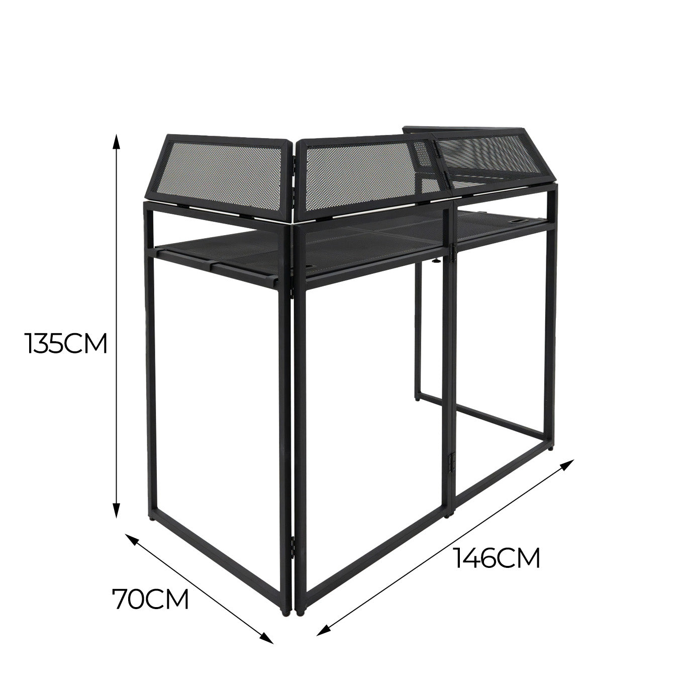 Booth DJ Professionale Pieghevole con Ripiano per Mixer, Coperture e Borsa
