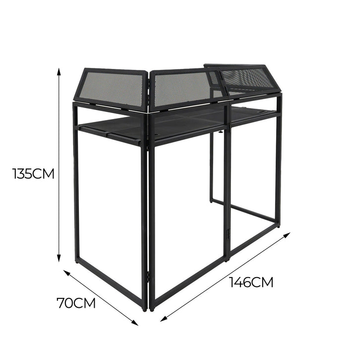 Booth DJ Professionale Pieghevole con Ripiano per Mixer, Coperture e Borsa