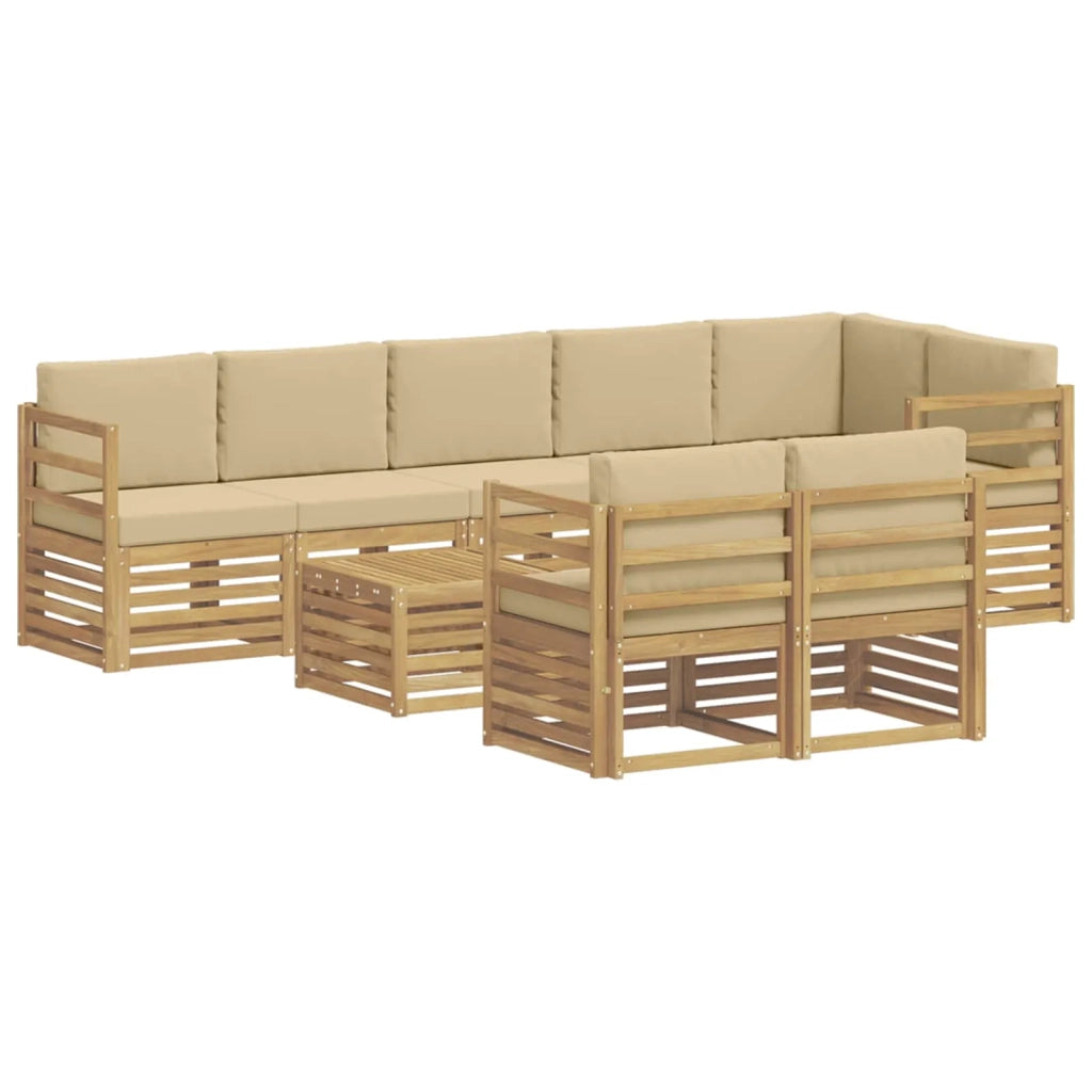 Set di divani da esterno 9 pcs Bianco e Beige 59 x 59 x 37 cm