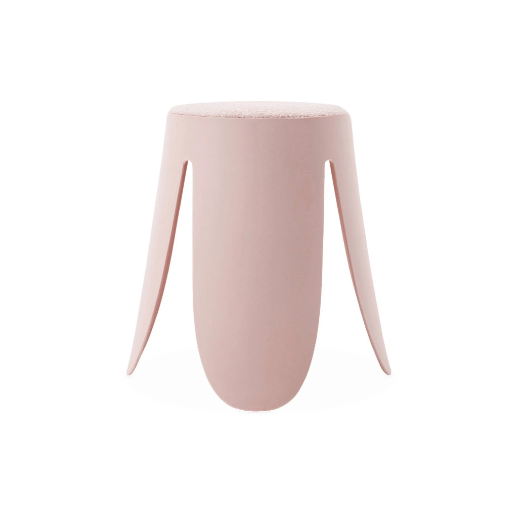 Set 4 sgabelli impilabili in bouclé, rosa pallido