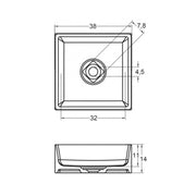 Lavabo da appoggio bianco opaco THIN SQUARE RIHO 38x38 cm solid surface