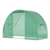 Serra a Tunnel con Porta Avvolgibile e Finestre, Copertura PE e Struttura in Acciaio, 1.5x3x2m, Verde