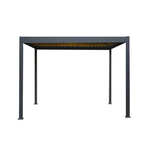 Pergolato in alluminio 3x3m grigio con luci LED e tetto regolabile