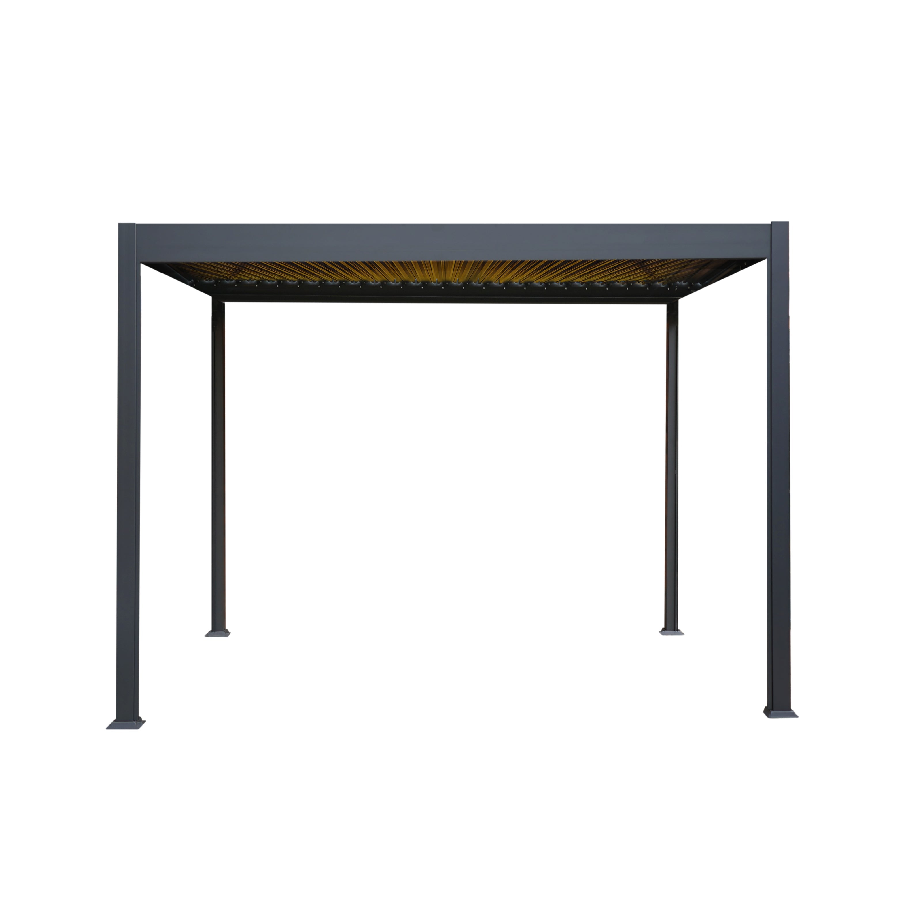 Pergolato in alluminio 3x3m grigio con luci LED e tetto regolabile