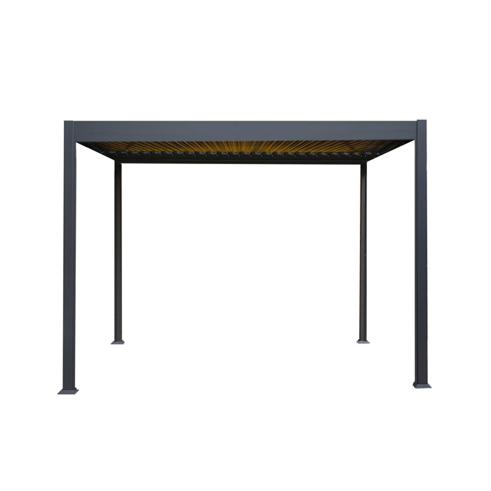 Pergolato in alluminio 3x3m grigio con luci LED e tetto regolabile