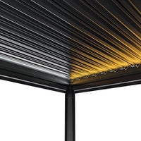 Pergolato in alluminio 3x3m grigio con luci LED e tetto regolabile