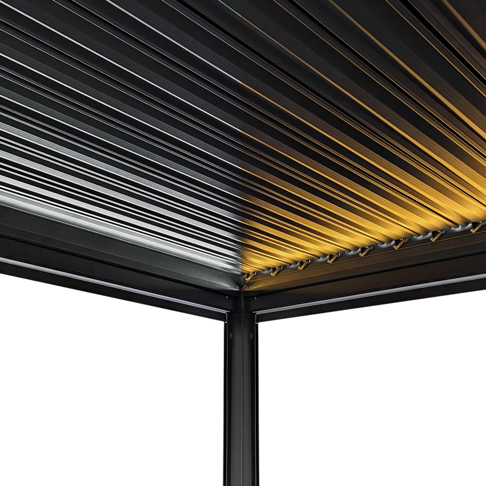 Pergolato in alluminio 3x3m grigio con luci LED e tetto regolabile