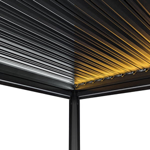 Pergolato in alluminio 3x3m grigio con luci LED e tetto regolabile