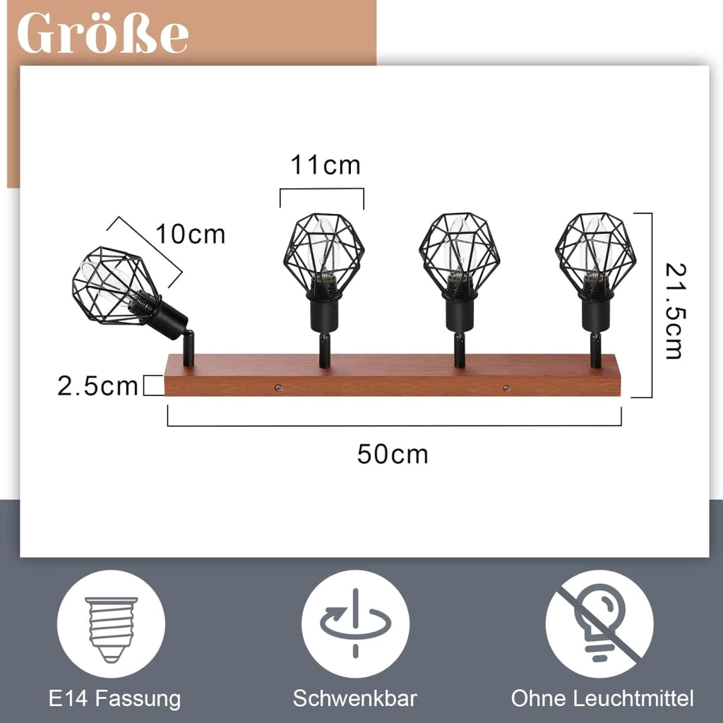 ZMH Faretto da soffitto neri E14 vintage orientabili 350° per ingresso soggiorno