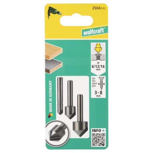 SET 3 SVASATORI D. 6/12/16MM PER LEGNP/PLASTICHE