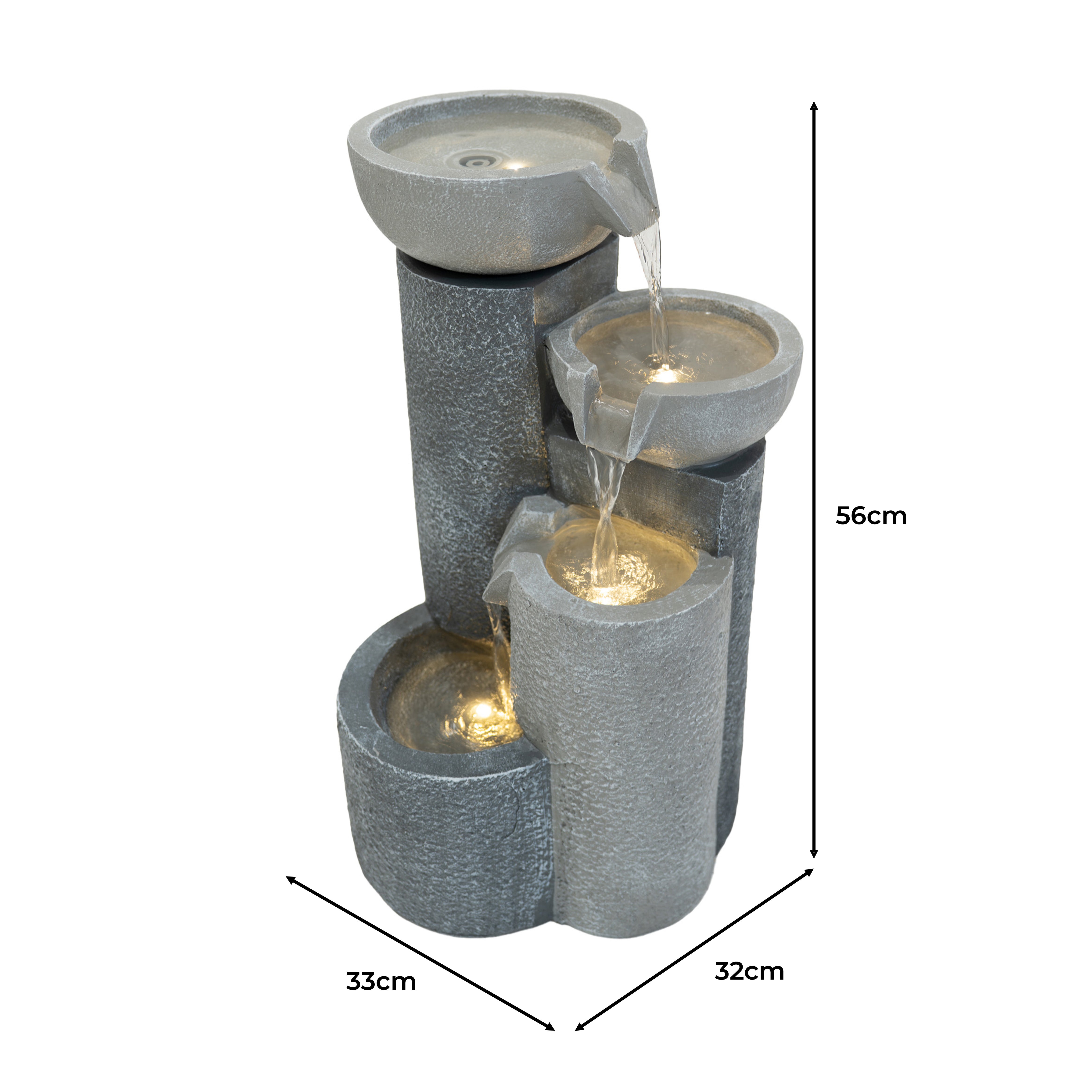 Fontana da Giardino Elettrica con LED e Cascata – Tranquil Tiers