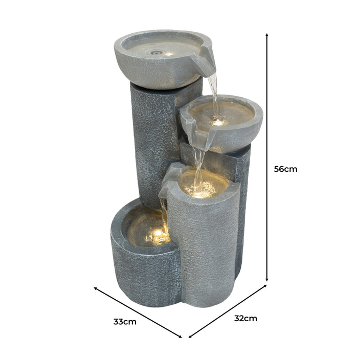 Fontana da Giardino Elettrica con LED e Cascata – Tranquil Tiers