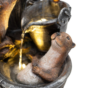 Fontana da Giardino Elettrica con LED e Cascata – Otter Oasis