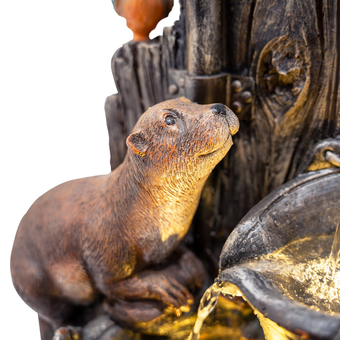 Fontana da Giardino Elettrica con LED e Cascata – Otter Oasis