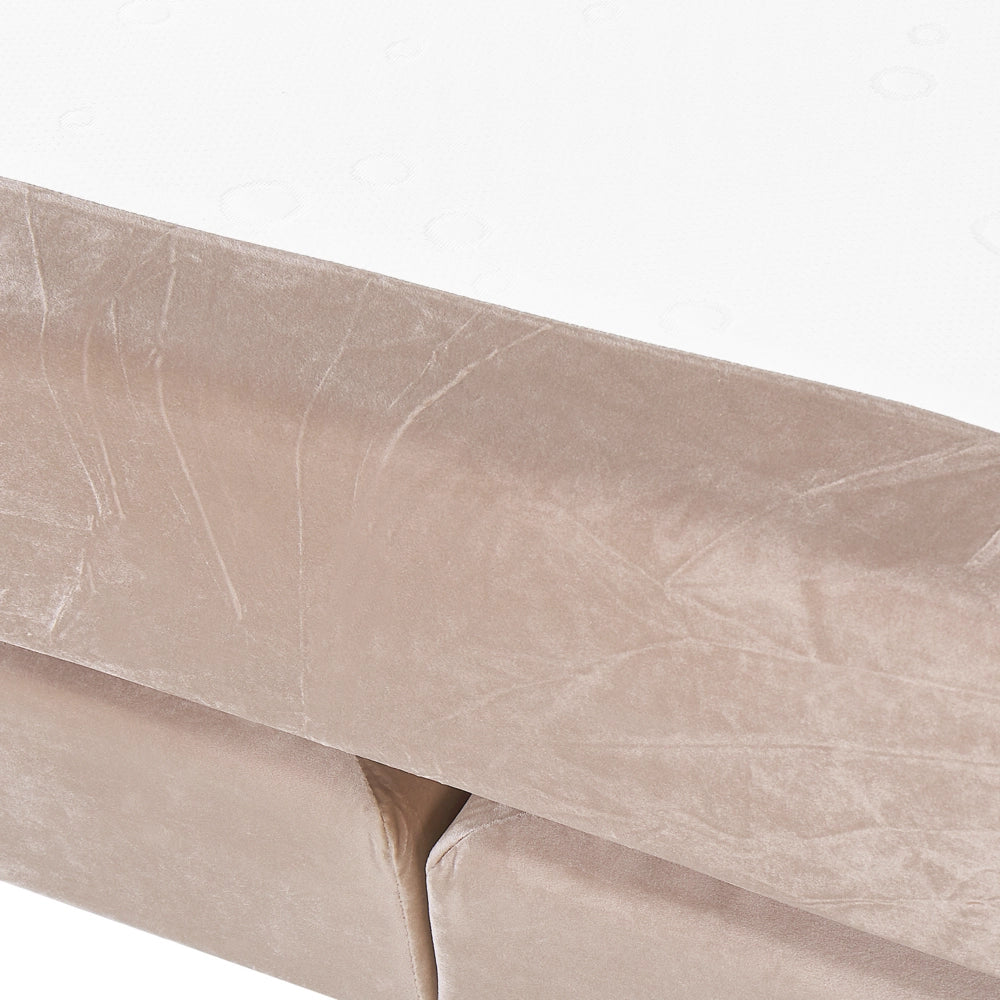 Letto in velluto beige tappezzeria 180 x 200 cm Continental con testiera del materasso a molle