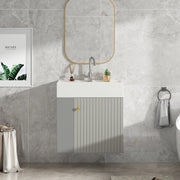 Mobile bagno sospeso con lavabo 69x52x32 cm in truciolare grigio e bianco
