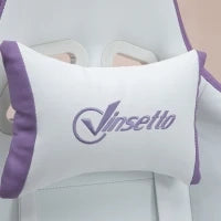 Sedia da Gaming con Altezza Regolabile e Schienale Reclinabile, 65x65x121-129 cm, Bianco e Viola