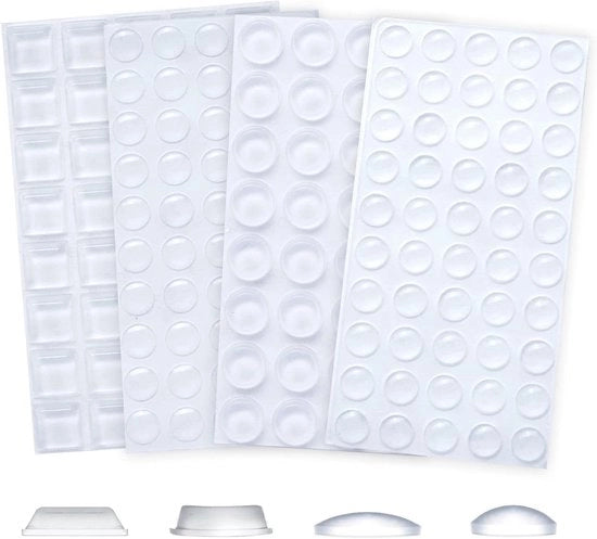 Set di 172 pezzi di gambe in gomma | Piedini autoadesivi per porte di armadi | Cucina, bagno, ufficio | In 4 misure | Protezione contro graffi