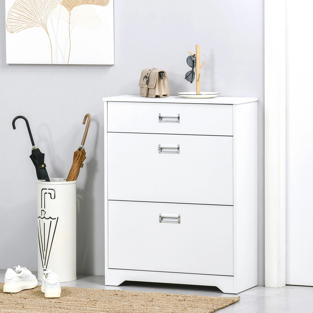 Scarpiera con cassetti e ripiano regolabile ¨C zephmum ¨C Bianco 70x29x92